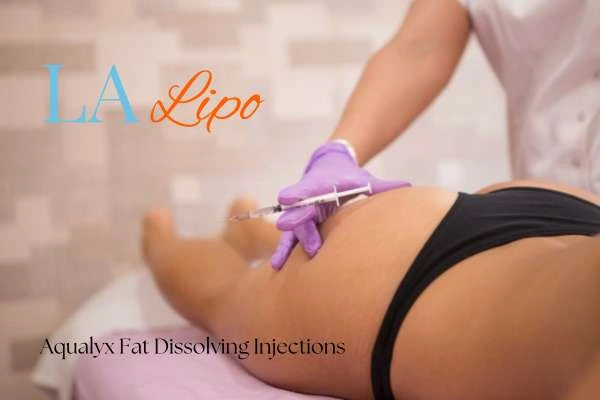 Woman having fat dissolving injections Hitchin on thighs