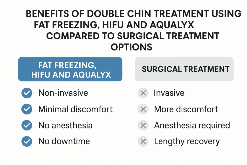 Graphic about the benefits of double chin treatment Hitchin - from LA LIPO