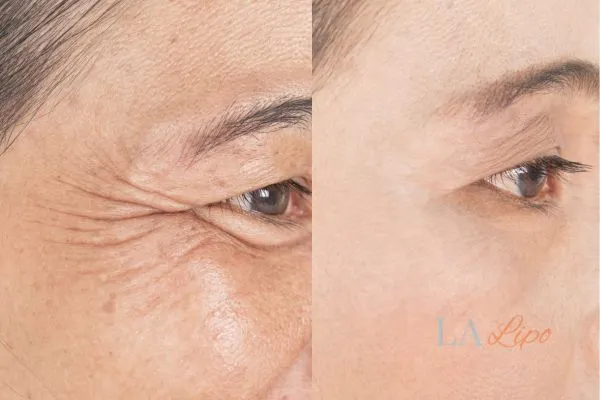 Before and after results of woman - HI-fu wrinkles reduction treatment Hitchin