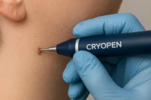 Person receiving skin tag removal Hitchin